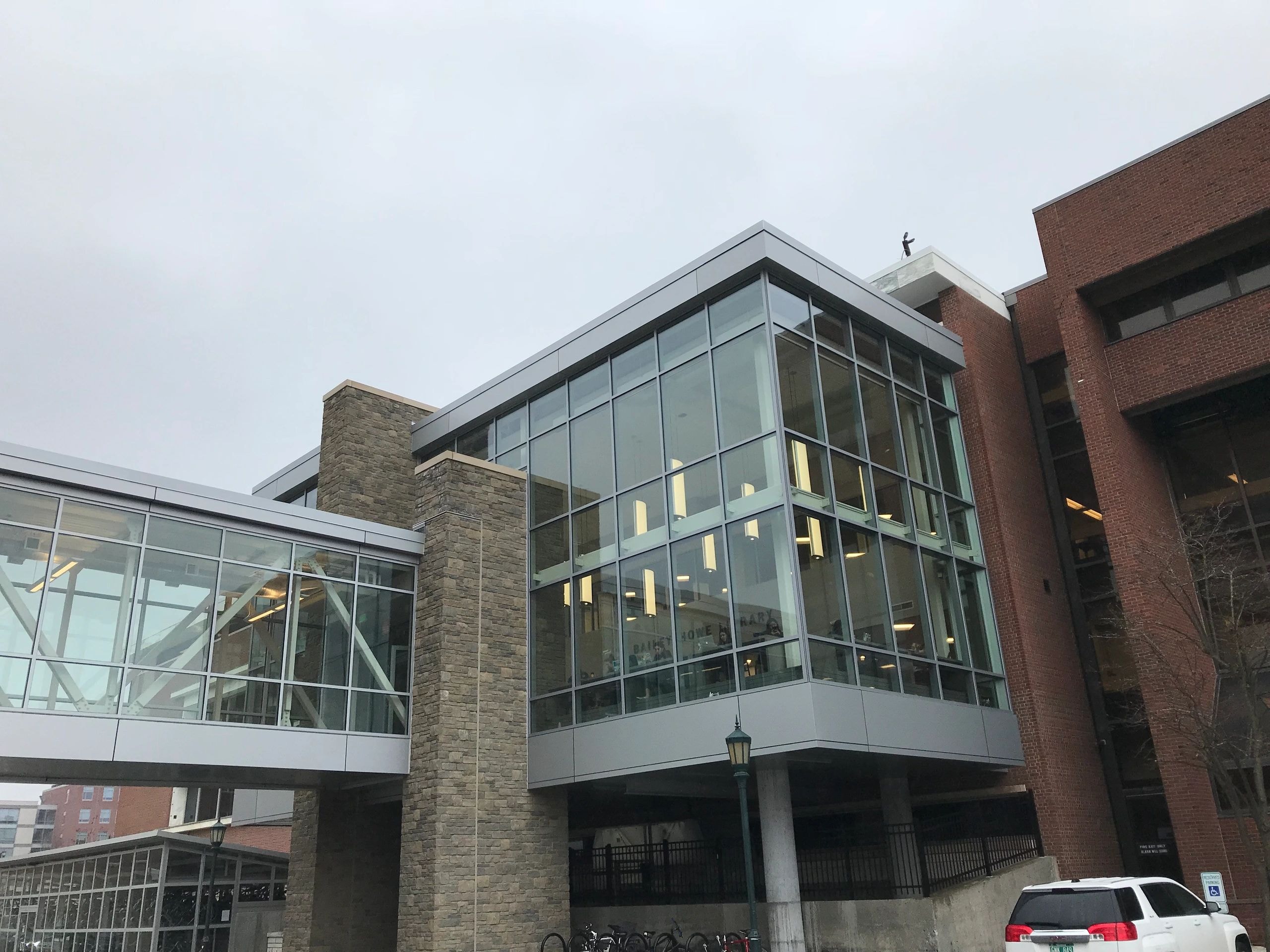 Modern commercial building with glass curtain wall